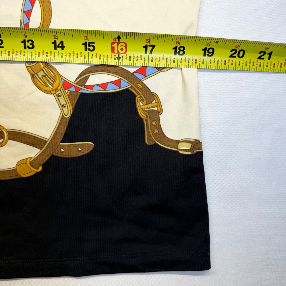 J McLaughlin Catalina Cloth Equestrian Horse Bit Chain Print Top XL Preppy - Picture 5 of 8